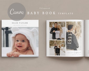 Sjabloon voor babyboeken | eBook-sjabloon | Canva-sjabloon | Modern babyboek | Afdrukbaar babyboek | Babyboek voor het eerste jaar | Bloesem | Kanva