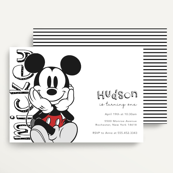 Moderne Mickey Mouse uitnodiging, afdrukbare Mickey uitnodiging, Mickey Mouse verjaardag, Mickey Decor, Instant Download