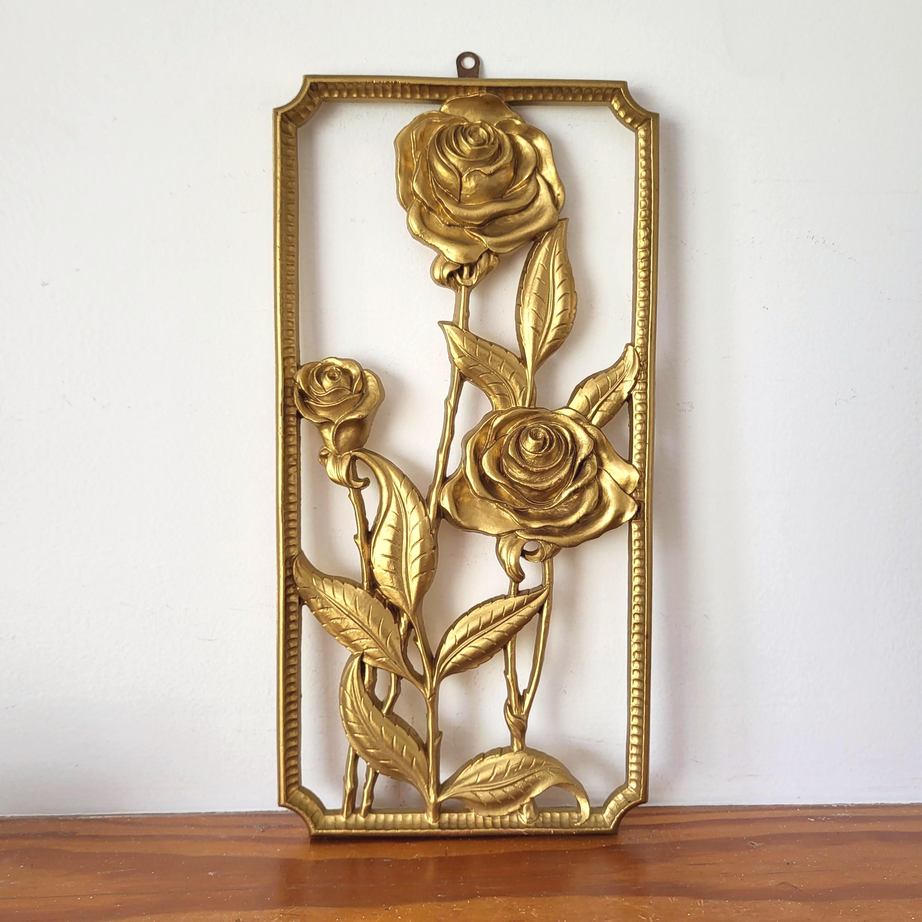 Vtg Set 4 Dart 1964 Syroco Diamond Flower Floral Ornate Wall