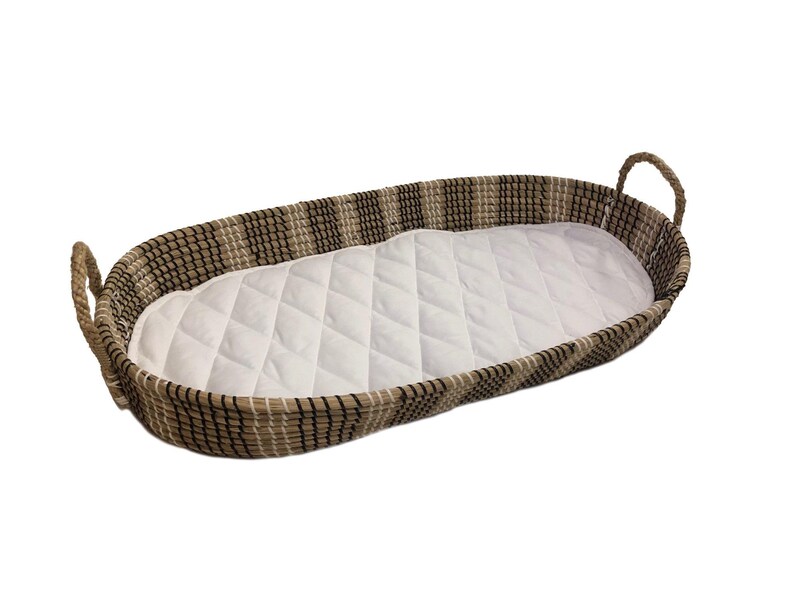 Baby Changing Basket Handmade From Seagrass Soft Quilted Pad Etsy