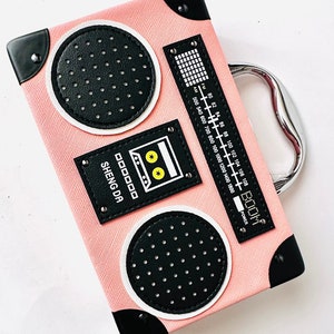 Boombox Purse Cassette Player Handbag Retro Crossbody Shoulder Bag Women