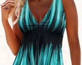 Plus Size XL Two PieceV Neck Open Back Printed Set Women Bathing Suit