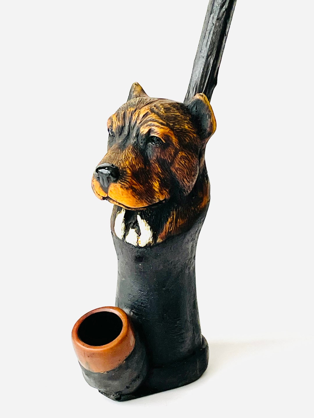 Pit Bull Dog Tobacco Smoking Pipes Large Pipe Handmade Collectible 7