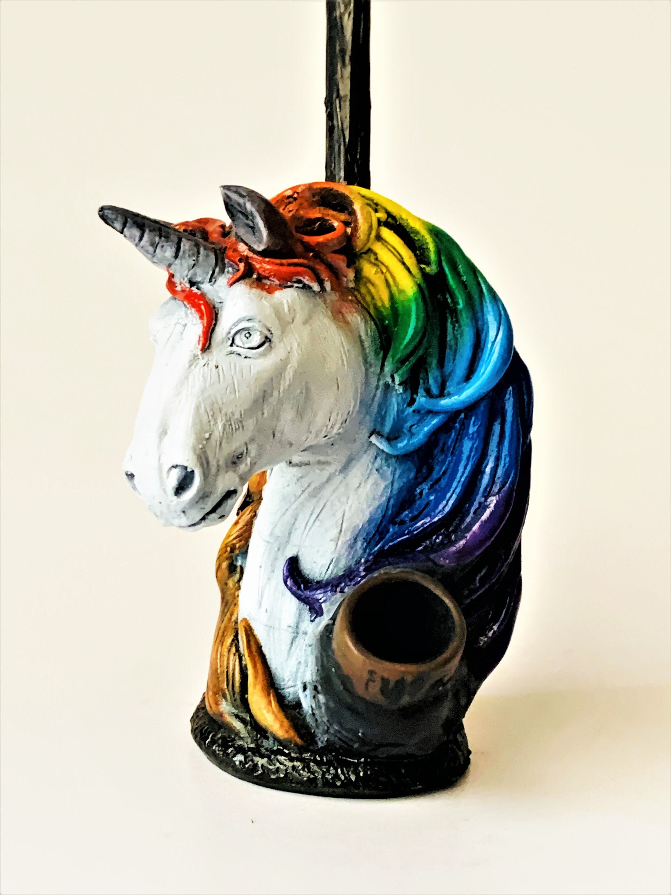 Unicorn Tobacco Smoking Pipe Large Pipe Handmade Rainbow Etsy