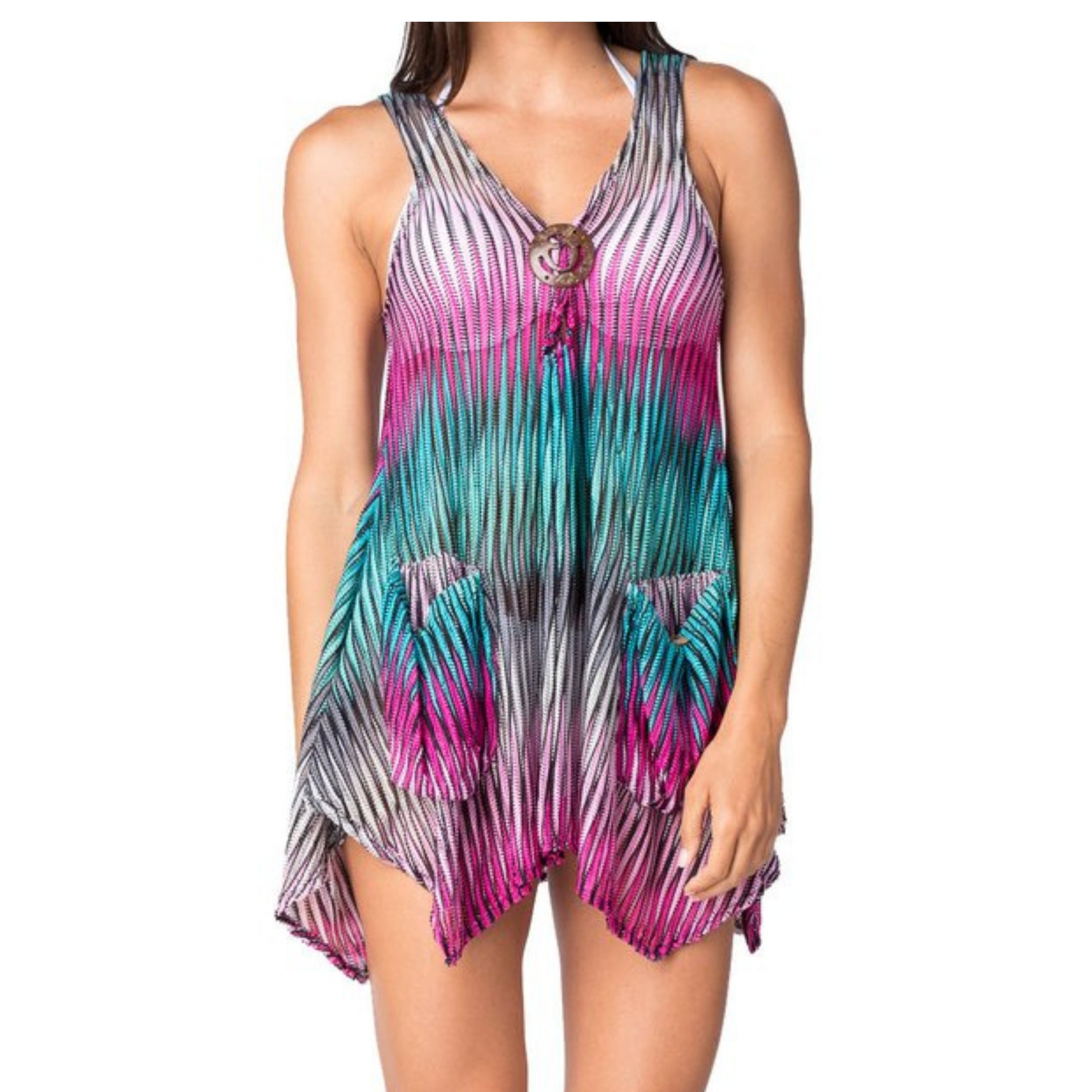 multicolor cover up swimwear
