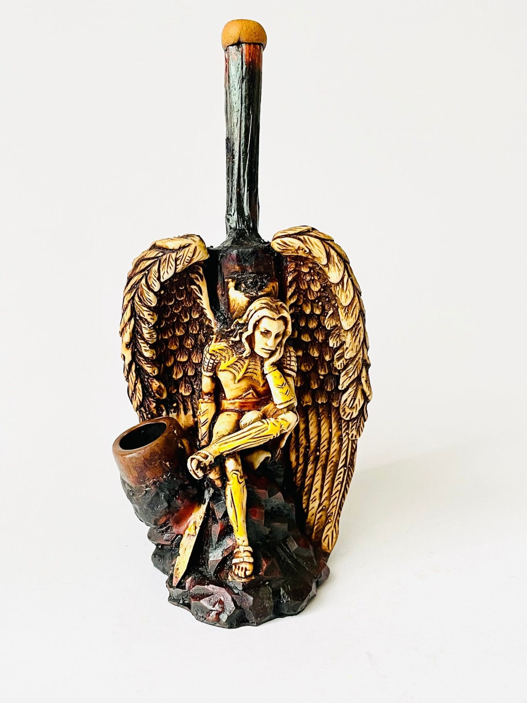 Angel Block Pipe Angel of Death Tobacco Pipes Smoking Large Pipe Handmade Collectible 7 ...