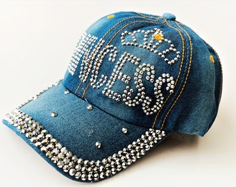 Princess Hat Rhinestones Jeans Denim Hat Cap