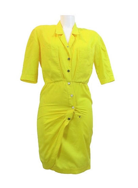 Thierry Mugler sun yellow cotton dress vintage