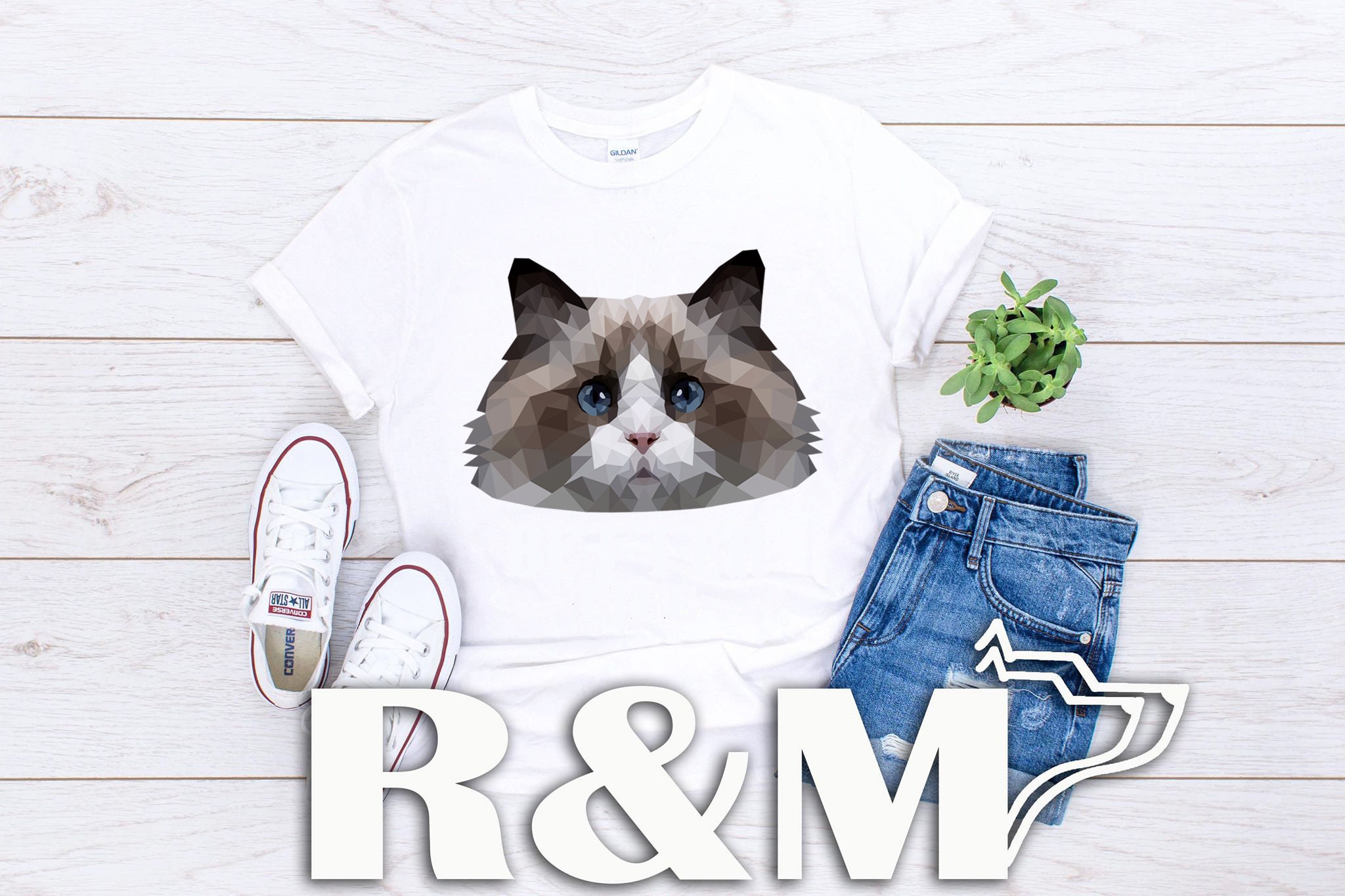 Low Poly Ragdoll Cat Unisex T-Shirt, Loves Ragdoll Cat Breed, Gift for Men and Women Who Are Cat Lovers, Gift for Mom, Proud Cat Owner