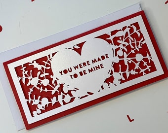 Valentine’s Day Card | Eucalyptus Papercut Greeting Card | Handmade Valentines Day Card | Unique Valentine Cards