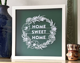 New home gifts | Paper cut art | Home Sweet Home | Wall art | Home decor | Framed Paper Cut