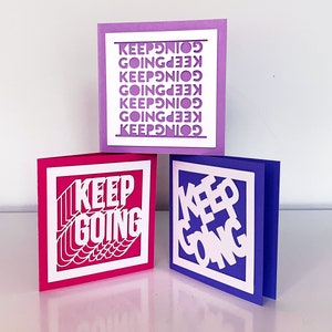 Keep Going Card Papercut greeting card individual or a set 6 different positive designs Blanc greeting cards Handmade image 10