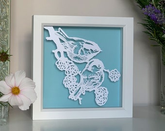 The Blue Tit Bird Framed Paper Cut