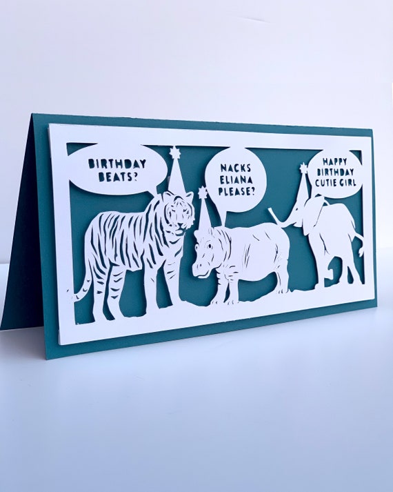 Handmade Wildlife Greetings Card - New Baby Hippos Handmade Wildlife Greetings Card - New Baby Hippos