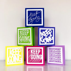Halten Sie gehen Karte | Papercut Grußkarte individuell oder ein Satz | 6 verschiedene positive Designs | Blanc Grußkarten | Handgefertigt