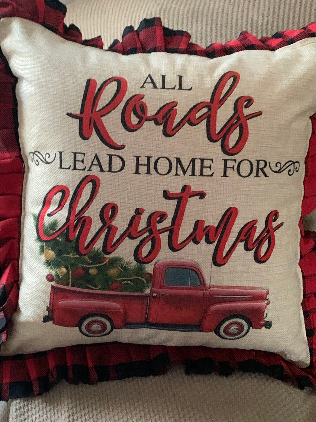 Red Plaid Decorative Pillow Black Friday Deal Etsy