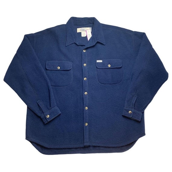 Vintage No Fear 90s Fleece Button Up Blue Mens La… - image 1