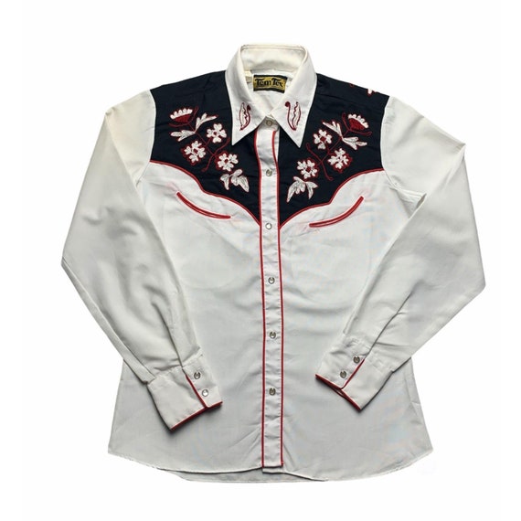Vintage Tem Tex Embroidered Western Button Up Blou