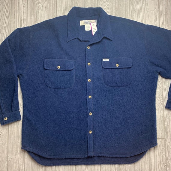 Vintage No Fear 90s Fleece Button Up Blue Mens La… - image 2