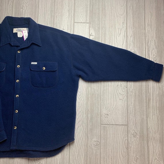 Vintage No Fear 90s Fleece Button Up Blue Mens La… - image 3