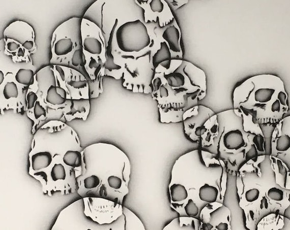 Dancing Skulls, Modern Art, Pop Art, Contemporary Art, Black and White, Acrylic Painting, Fine Art