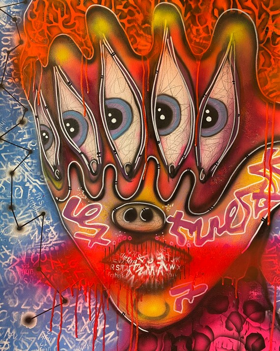 TITLE: Five eyed people eater... Art , Fine Art , Modern Art , Contemporary Art , Abstract Art , MIxed Media , Surrealism