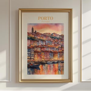 Porto Watercolor Poster, Portugal Travel Wall Art, Porto Print, Travel Gift, Home Decor