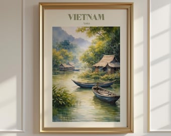 ダラットの水彩画 - 壁アートプリント、ベトナムのポスター、ベトナム