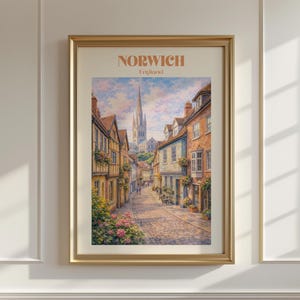 Norwich Watercolor Poster, UK Travel Wall Art, English City Illustration, Traditional Watercolour Print, Art Lover Gift, Home Decor