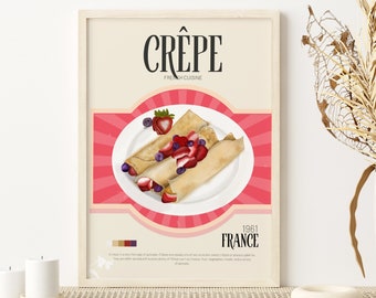 Crépe Print, French Food Print, Exhibition Poster, Modern Kitchen Wall Art, Retro Wall Print, Kitchen Print, Foodie Poster