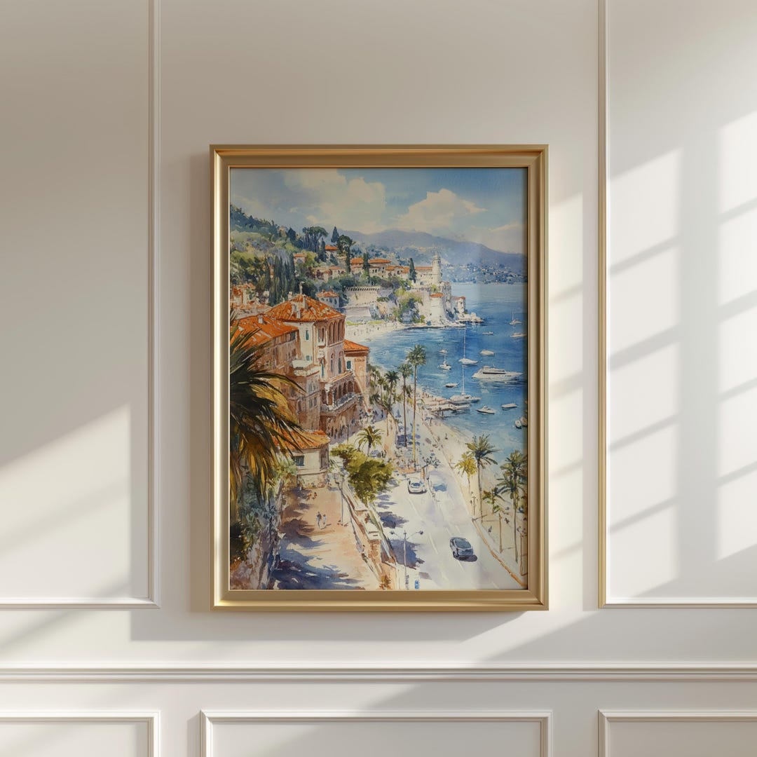 Côte D’azur Watercolor Poster,france Travel Wall Art, French Riviera ...