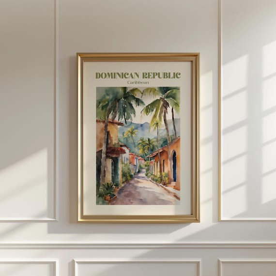 Dominican Republic Watercolor Poster, Travel Wall Art, Santo Domingo Print, Landscape Wall Art, Home Decor