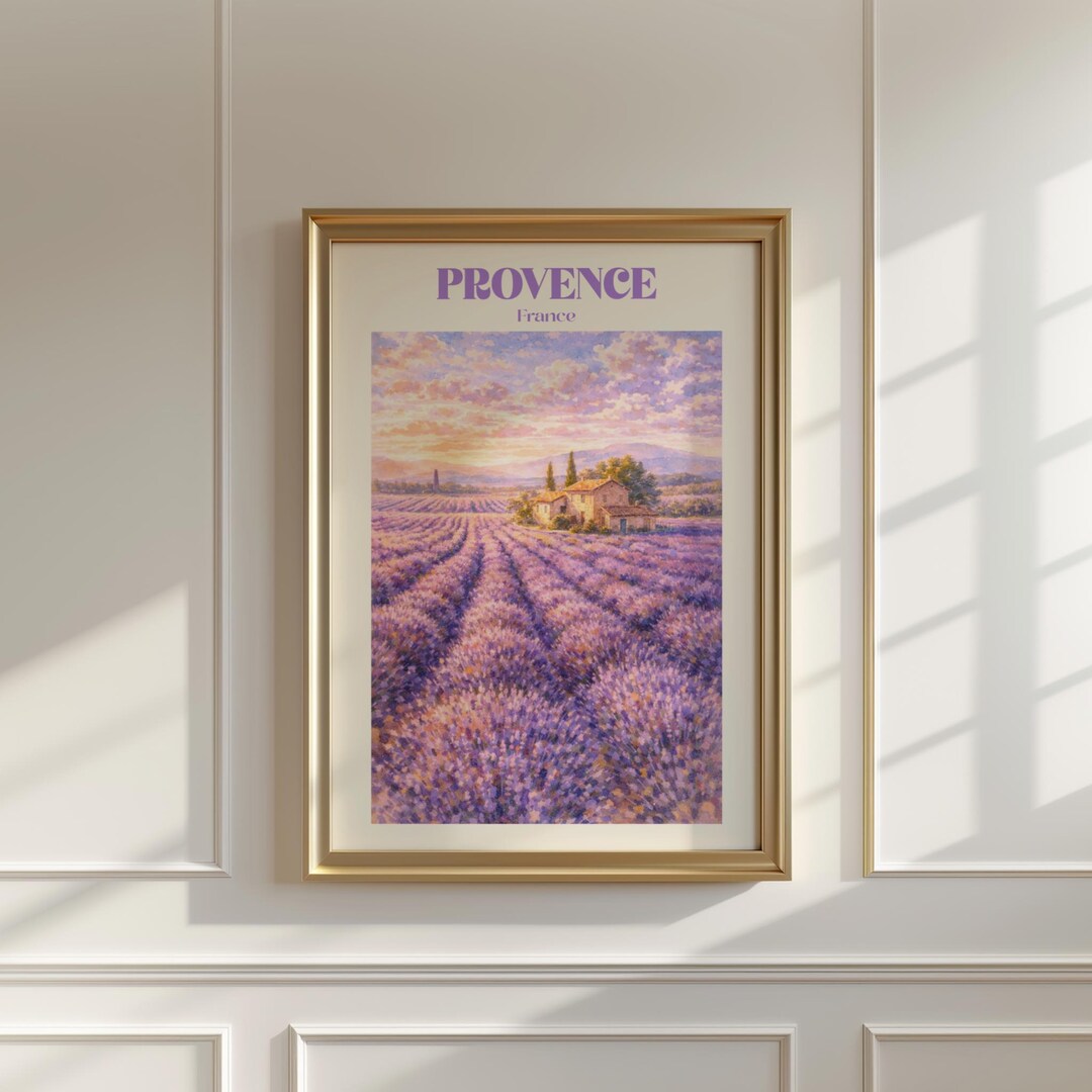 Provence Watercolor Poster, Lavender Fields France Art Print, French ...