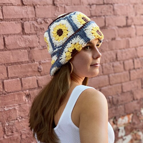 Urban Sunflower Granny Square Bucket 