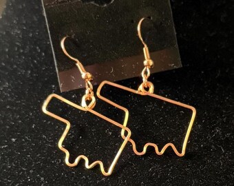 Copper Simple hand shaped Oklahoma earrings