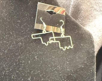 Silver simple hand shaped Oklahoma earrings
