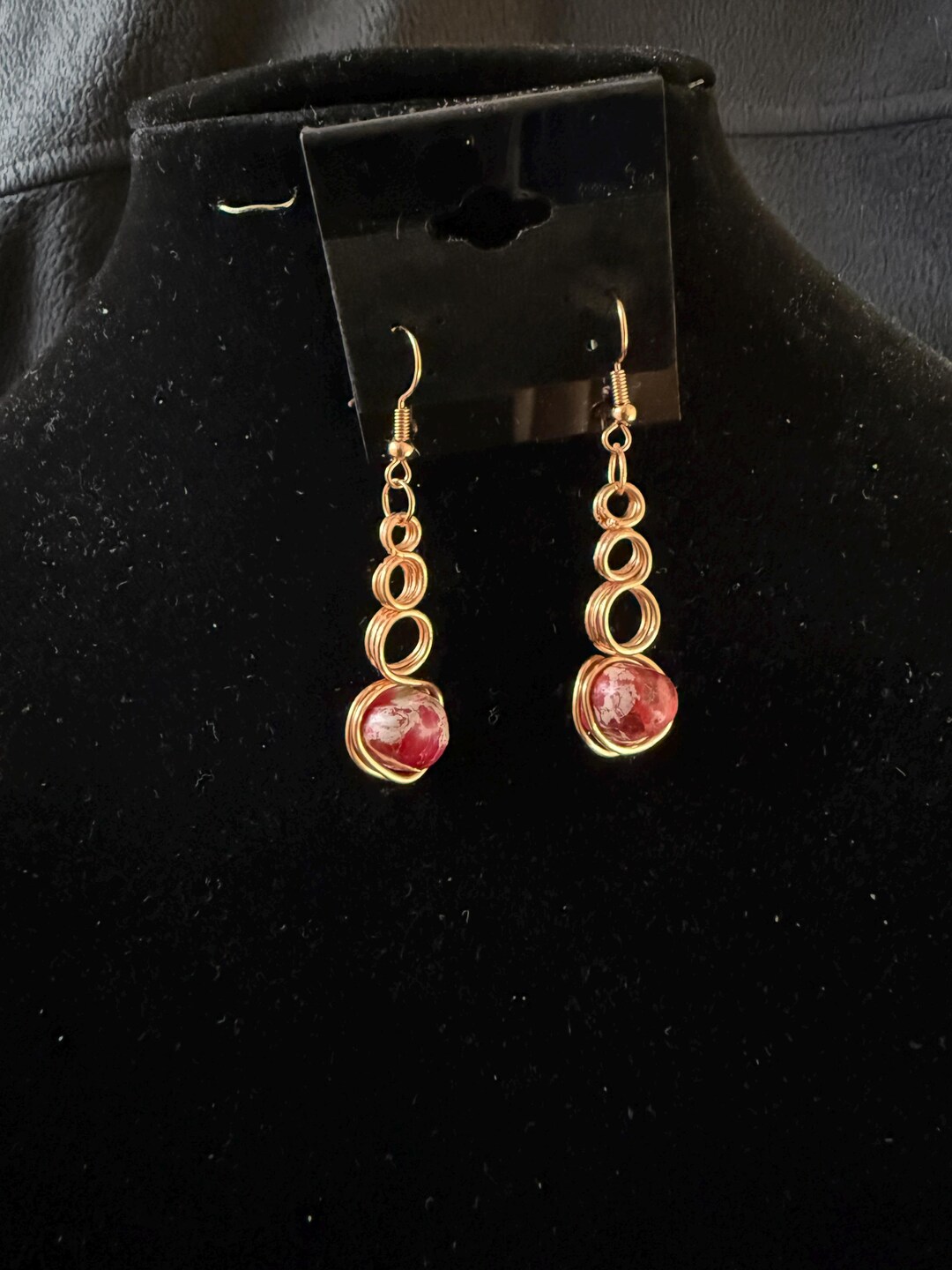 Copper Cascading Small Loops With Ruby Red Bead Earrings - Etsy