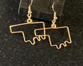 Simple copper hand shaped Oklahoma earrings