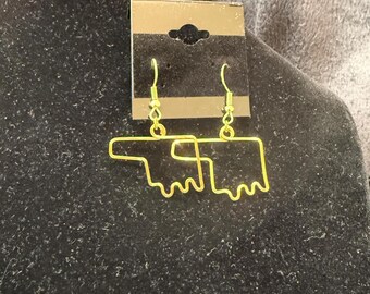 Simple gold hand shaped Oklahoma earrings