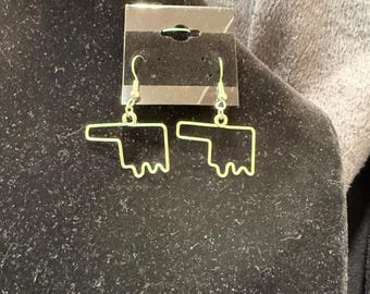 Simple silver hand shaped Oklahoma earrings