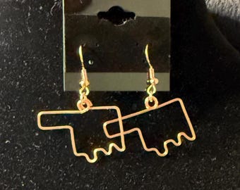 Simple copper hand shaped Oklahoma earrings