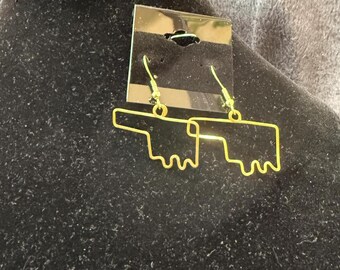 Simple gold hand shaped Oklahoma earrings