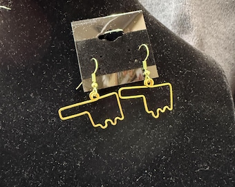 Gold Simple hand shaped Oklahoma earrings