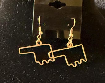 Copper simple hand shaped Oklahoma earrings