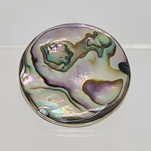 Mexican Alpaca Silver Brooch Mexican Jewellery Artisan Brooch Circular Abalone Brooch Collectible Jewellery Vintage Jewellery image 1