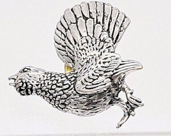 A.R Brown Pewter Pin Brooch- Capercaillie