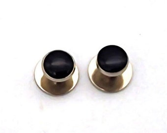 Vintage Silberne und schwarze Shirt Ohrstecker - 8 mm