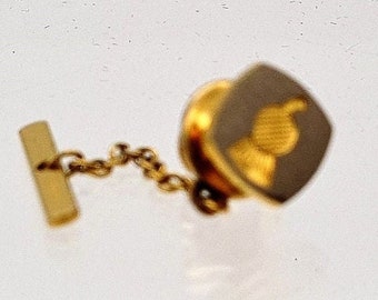 Gold Ton Krawattennadel- Gebürstetes Metall Gesicht- Distel Kopf Design