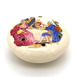 White Ceramic Pomander- Georgian Dinner Scene