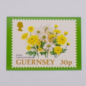 Selo-Cartão dos Correios de Guernsey - Março de 1993 - Ilhas do Canal - Flores de Guernsey - Deltiologia - Presentes Eligius - Vintage - Imagens florais